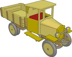 vieille voiture jaune rétro, illustration, vecteur sur fond blanc.