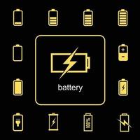 icônes de charge et de décharge de la batterie, icônes vectorielles vecteur