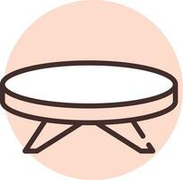 table ronde de meubles, icône, vecteur sur fond blanc.
