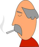 fumeur vieil homme vecteur ou Couleur illustration