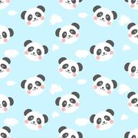 modèle sans couture mignon et kawaii panda et nuage vecteur