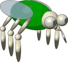 Modèle 3d d'une mouche, illustration, vecteur sur fond blanc.