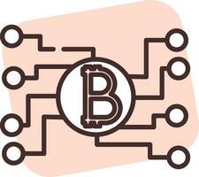 blockchain bitcoin, icône, vecteur sur fond blanc.