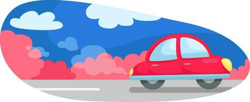 rose voiture sur le route, illustration, vecteur sur une blanc Contexte.