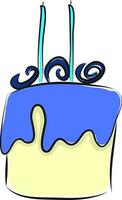 une gâteau avec une bougies, vecteur Couleur illustration.