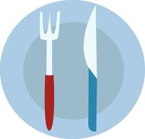 bleu nourriture assiette avec fourchette et couteau illustration vecteur sur blanc Contexte