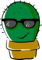 cactus avec des lunettes vecteur ou Couleur illustration
