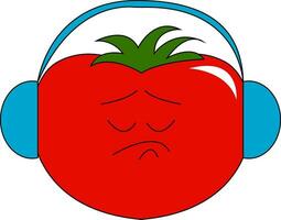 une tomate avec écouteurs vecteur ou Couleur illustration