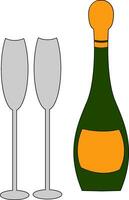Champagne avec verre vecteur ou Couleur illustration