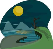 Montagne et lune vecteur ou Couleur illustration