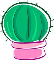 une rond cactus dans une rose pot vecteur ou Couleur illustration