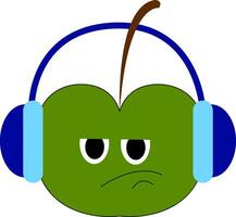 un Pomme avec écouteurs, vecteur ou Couleur illustration.