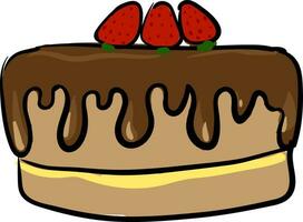 Chocolat gâteau avec des fraises, vecteur ou Couleur illustration.