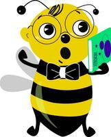 clipart de le mignonne étudiant abeille regarder à Quelqu'un avec le bouche bouche bée, vecteur ou Couleur illustration.