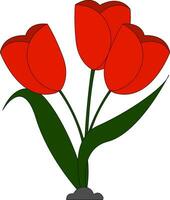 clipart de magnifique rouge fleurs avec feuilles vecteur ou Couleur illustration