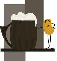 emoji de une puce et une tasse de Bière vecteur ou Couleur illustration
