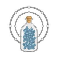étoile bleu dans bouteille verre avec élément illustration vecteur