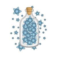 étoile bleu dans bouteille verre avec étoile bleu illustration vecteur