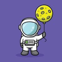 astronaute mignon tenant la lune vecteur