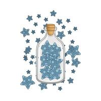 étoile bleu dans bouteille verre avec étoile bleu illustration vecteur