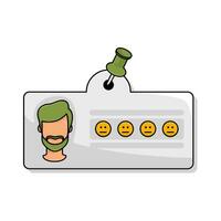 retour d'information client avec emoji illustration vecteur