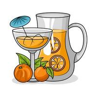 Orange jus dans théière avec Orange jus dans verre boisson illustration vecteur