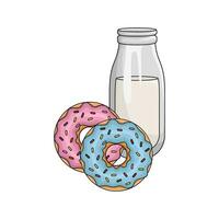 Donut avec bouteille Lait illustration vecteur