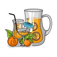 Orange jus dans théière avec Orange jus dans verre boisson illustration vecteur