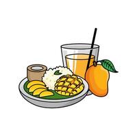 mangue fruit, jus mangue avec mangue nourriture illustration vecteur