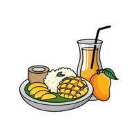 mangue fruit, jus mangue avec mangue nourriture illustration vecteur