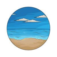 plage dans rond illustration vecteur