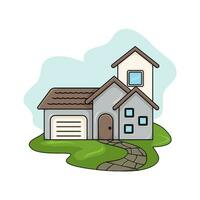 maison avec herbe illustration vecteur