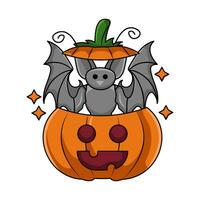 chauve souris dans citrouille Halloween illustration vecteur