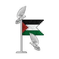 drapeau Palestine avec oiseau illustration vecteur