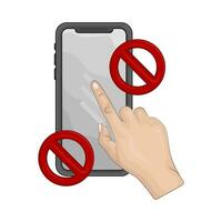 non signe avec main toucher mobile téléphone illustration vecteur
