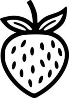 vecteur fraise noir grandes lignes icône vecteur illustration