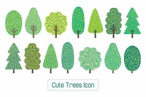 mignonne des arbres et forêt icône. bande dessinée illustration pour des arbres et forêt vecteur