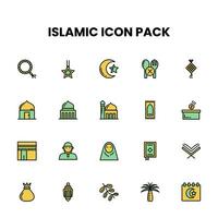 islamique rempli contour icône pack vecteur