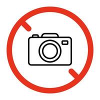 interdit photo caméra, non tournage sur caméra signe. interdit faire la photographie symbole. vecteur signe