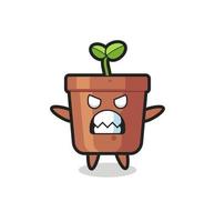 expression courroucée du personnage mascotte du pot de plante vecteur