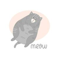 mignonne marrant chat. griffonnage vecteur. dessin animé personnage de chats. isolé sur une blanc Contexte. vecteur