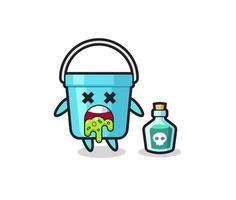 illustration d'un personnage de seau en plastique vomissant à cause d'un empoisonnement vecteur