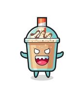 illustration du personnage mascotte milkshake maléfique vecteur