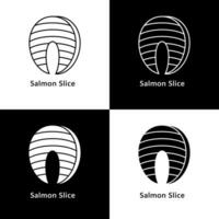 Saumon tranche. Sushi poisson en bonne santé nourriture logo icône vecteur