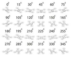 une ensemble de 24 drones de différent angles. vecteur