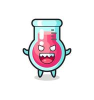 illustration du personnage de mascotte de bécher de laboratoire maléfique vecteur