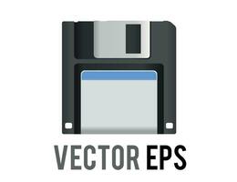 vecteur noir 3,5 pouce souple disque, enregistrer icône avec argent obturateur positionné en haut et blanc étiquette