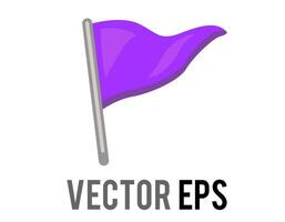 vecteur isolé vecteur triangulaire pente violet drapeau icône avec argent pôle