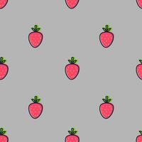 fraise main tiré sans couture modèle sur gris Contexte pour typographie, textiles. vecteur illustration.