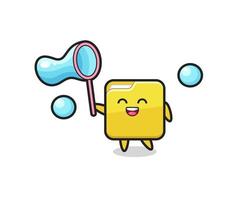 Caricature de dossier heureux jouant à la bulle de savon vecteur